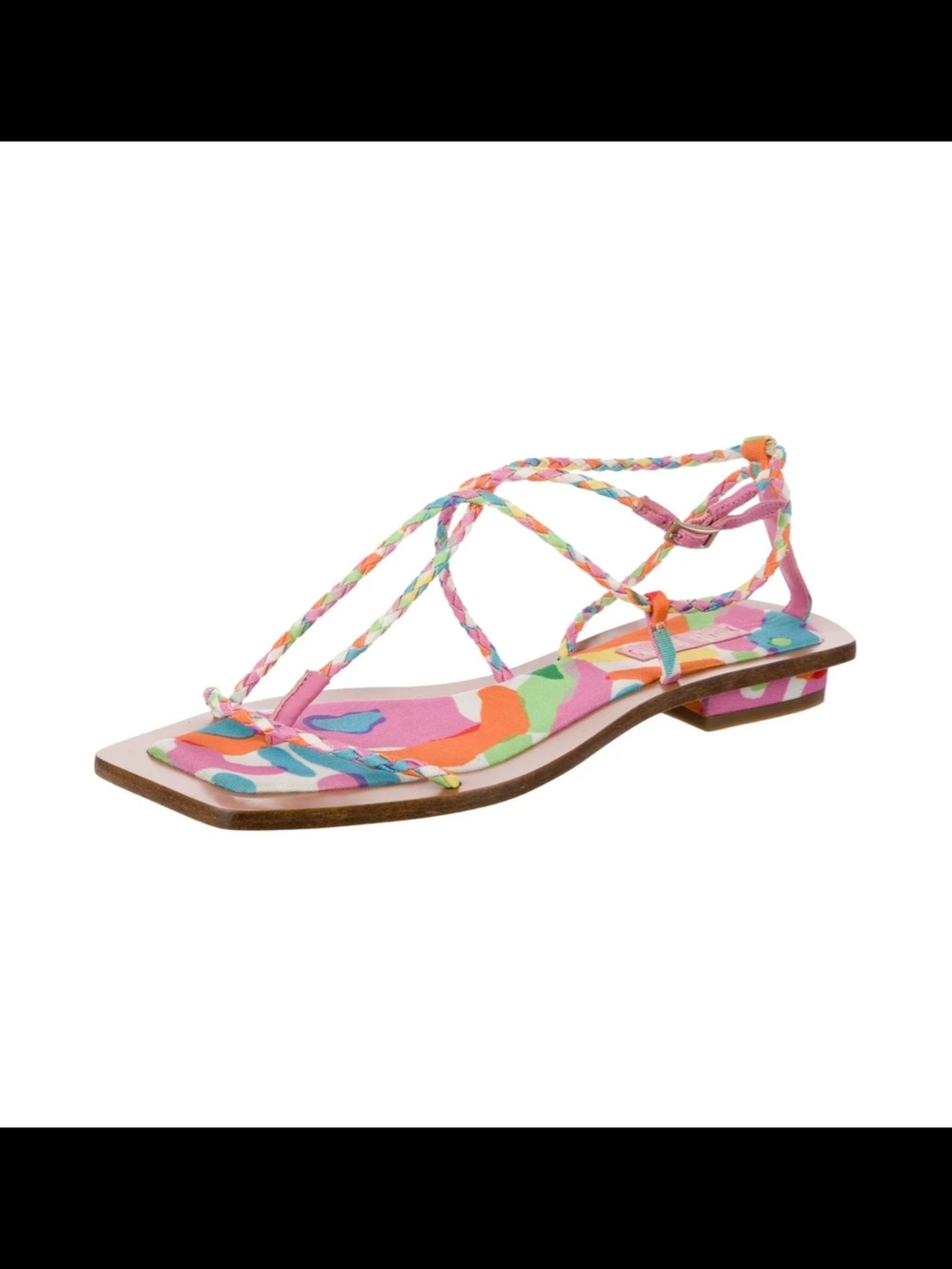 Cult Gaia Printed Braided Multicolor Flat Sandal